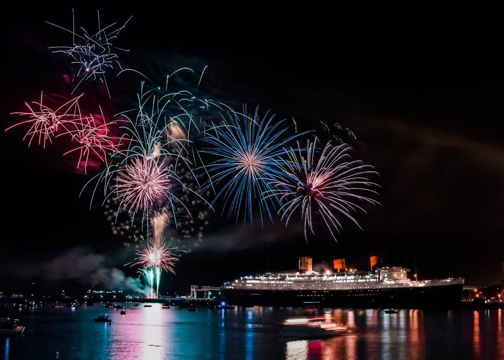 Fireworks by the Queen Mary